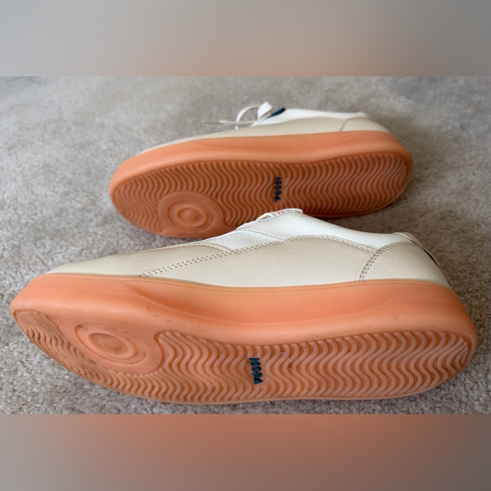 VESSI waterproof Courtside Cream Sneakers with Peach Accents - Picture 8 of 10